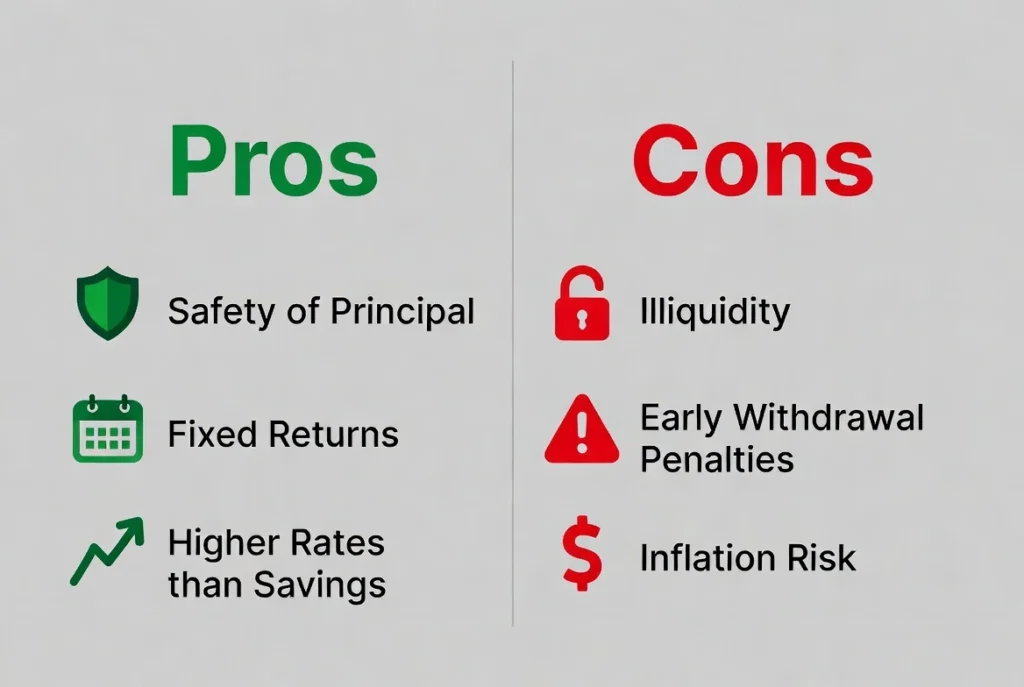 Quick visual guide to the pros and cons of CD investing.