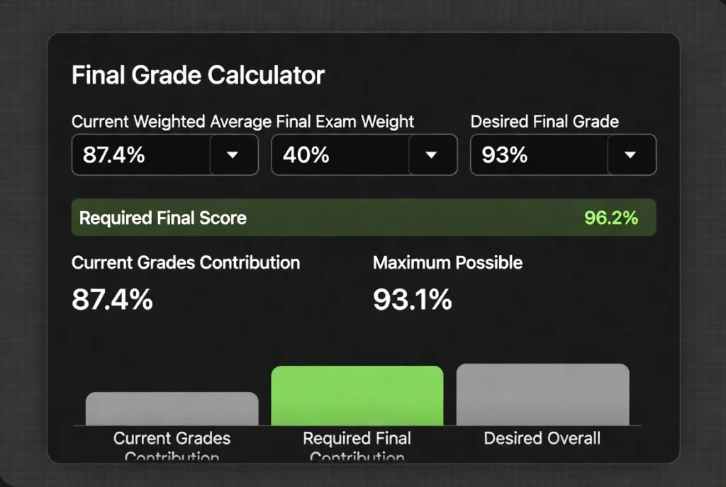 : Real-time results with visual breakdown.