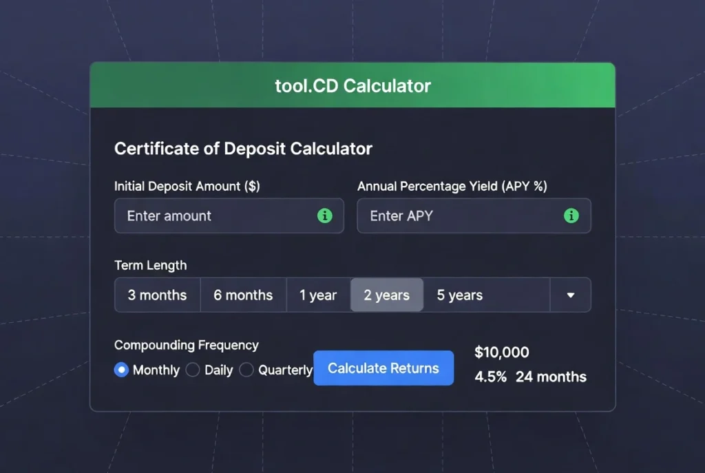 The clean, intuitive interface of the tool.CD Calculator.