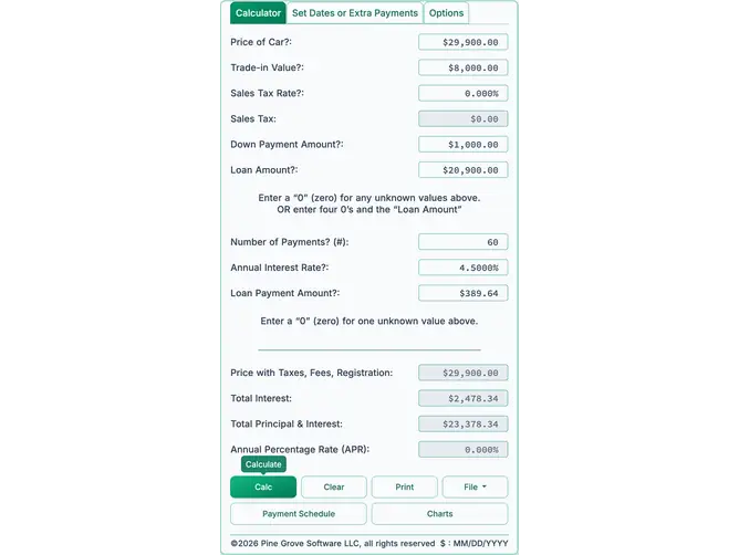 Auto Loan Calculator | Taxes, Trade-In & Amortization